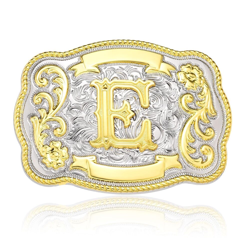 8319 Western Initial Letter ABC to XYZ Belt Buckle , Golden Capital Belt
